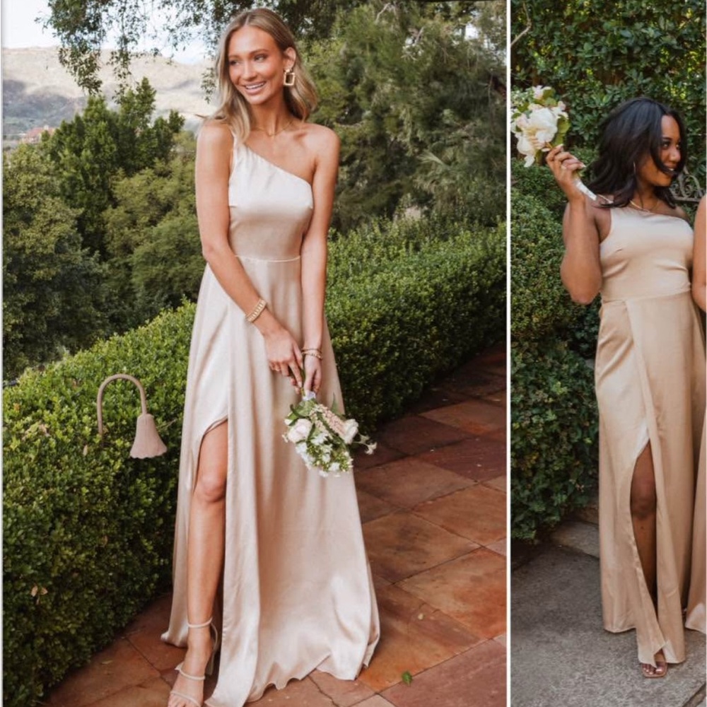 Show Me Your MuMu Cream One-Shoulder Gown